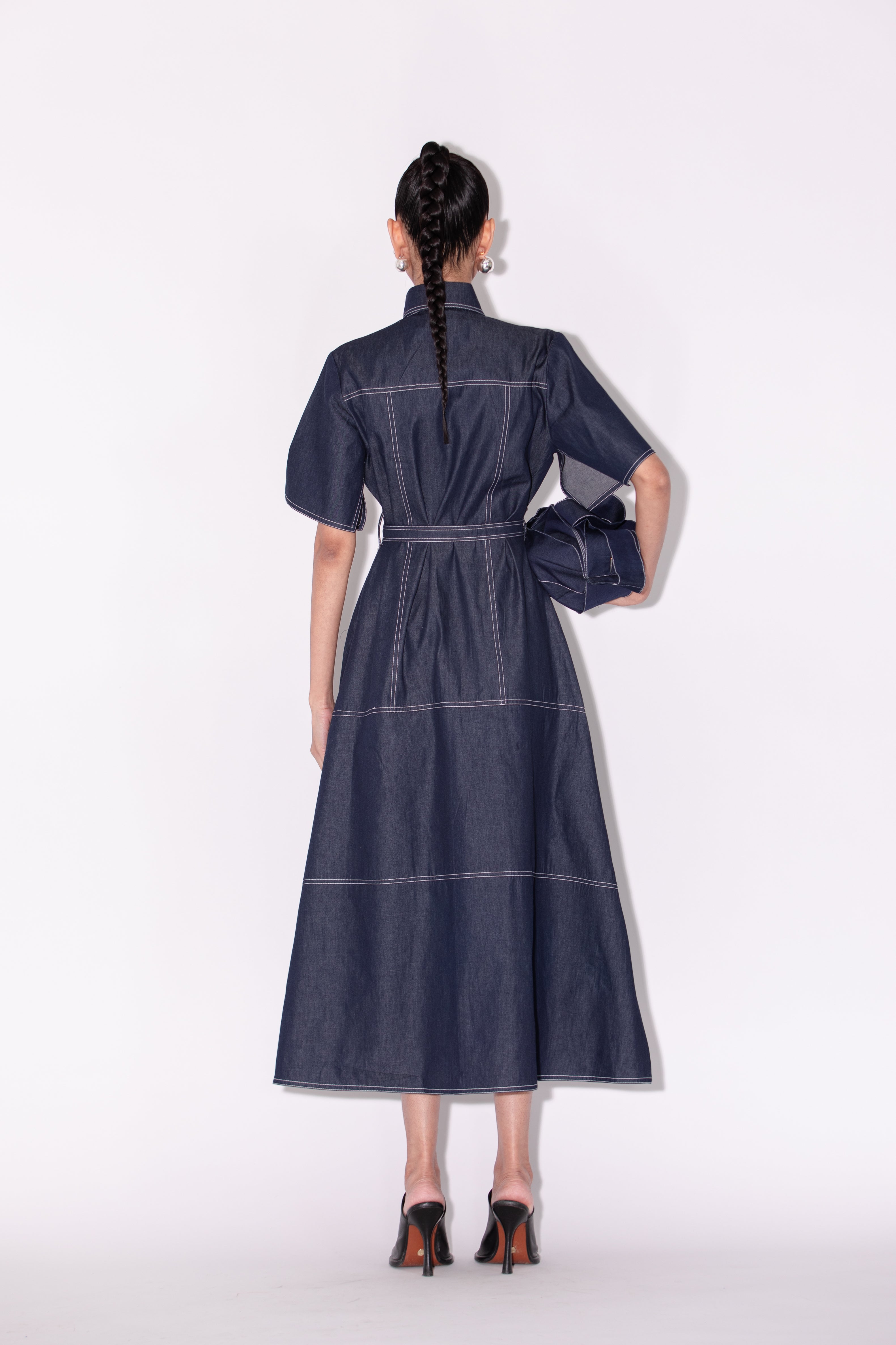 Denim Tea Length Dress