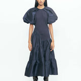 Poof Ruching Dress - Midnight Blue