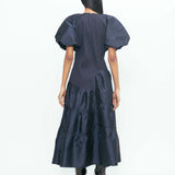 Poof Ruching Dress - Midnight Blue