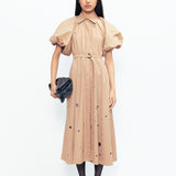 Simone Rivetted Dress - Beige