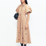 Simone Rivetted Dress - Beige