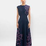 Caelis Embroidered Dress - Navy