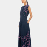 Caelis Embroidered Dress - Navy
