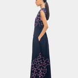 Caelis Embroidered Dress - Navy