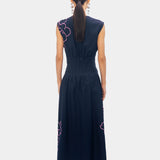 Caelis Embroidered Dress - Navy
