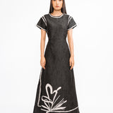 Lapel Embroidered Dress