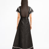 Lapel Embroidered Dress