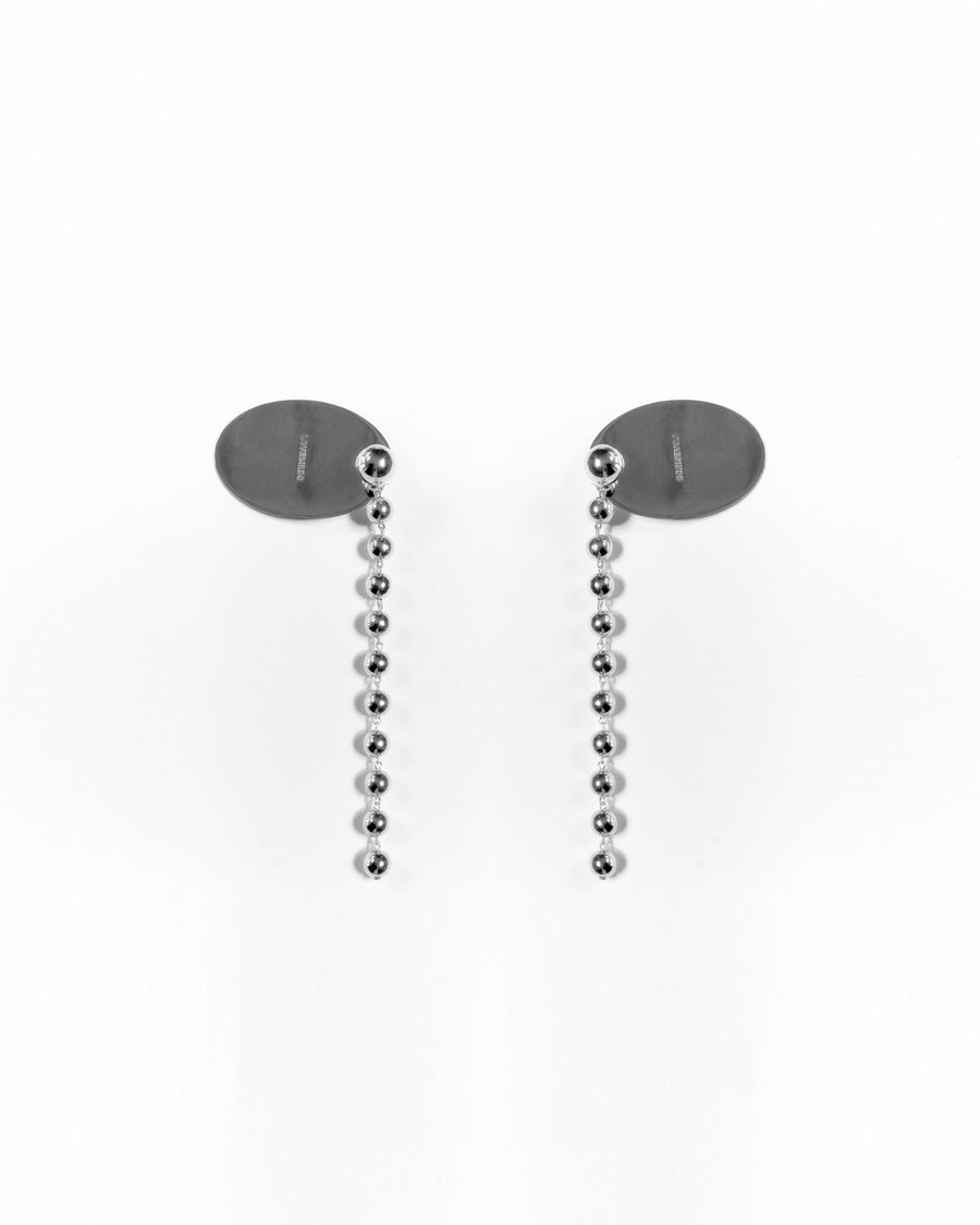 Plate and String Earrings - Silver