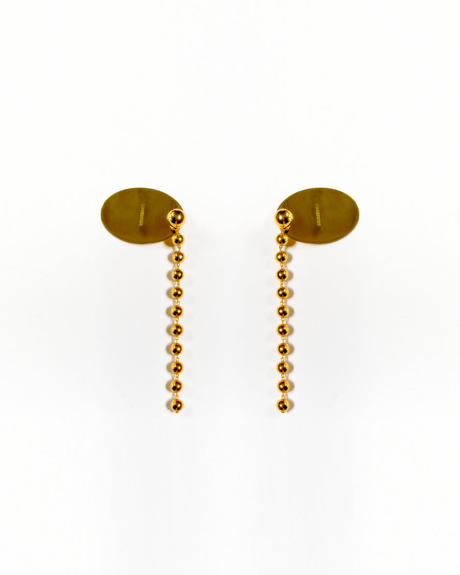 Plate and String Earrings - Gold