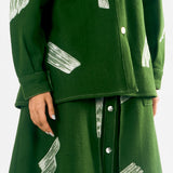 Green Stroke Embroidered Wool Shirt