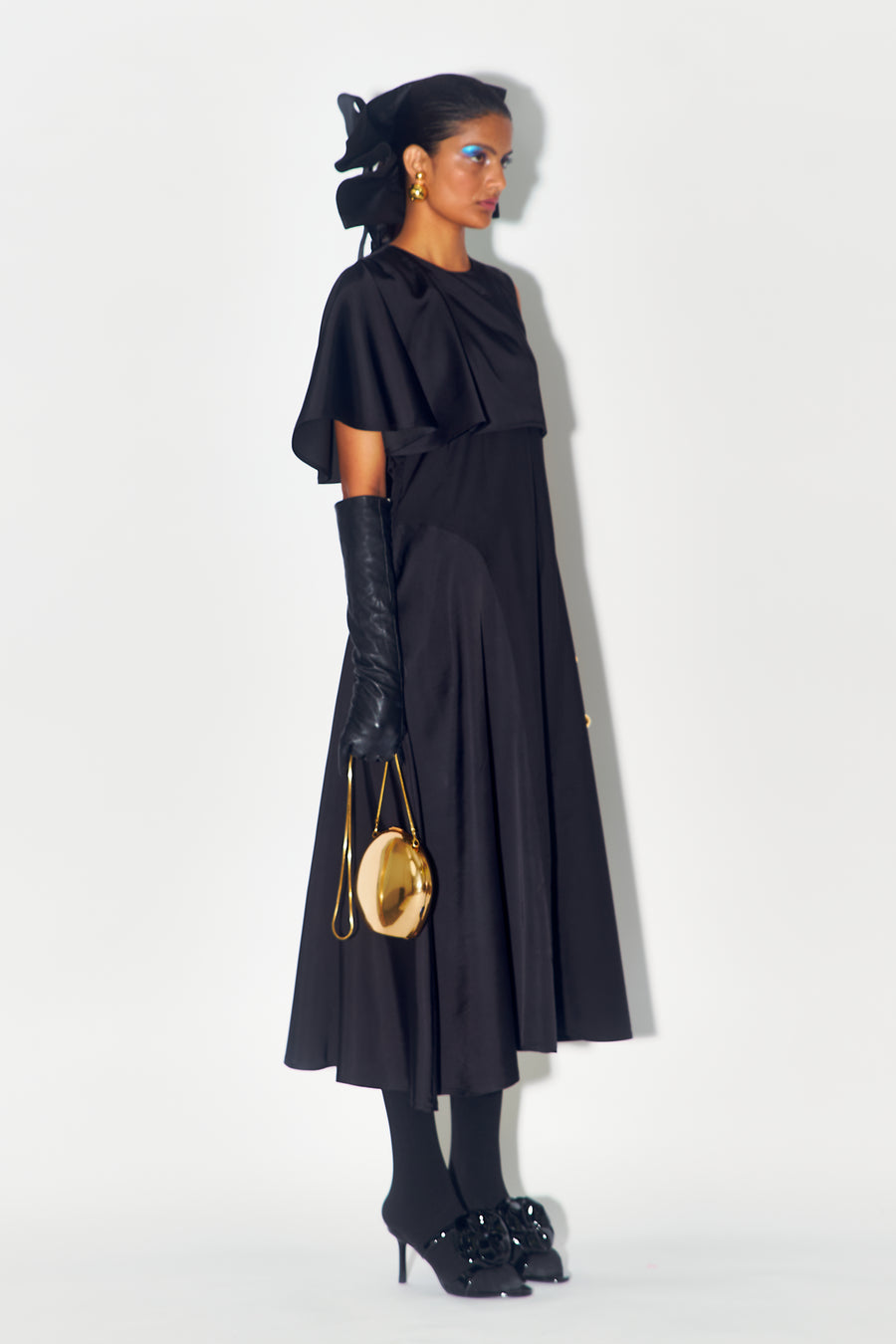 Tinsel Silk Dress-Black