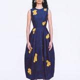 Barrel Embellished Dress - Navy