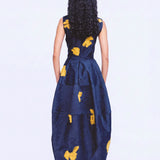 Barrel Embellished Dress - Navy