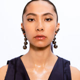 Horn String Earrings -Black