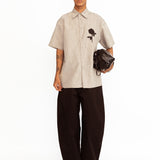 Oleander Applique Shirt - Silver