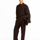Angus Embroidered Linen Shirt - Black