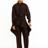 Angus Embroidered Linen Shirt - Black