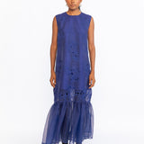 Budapest Embroidered Dress - Cerulean Blue