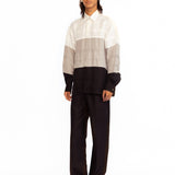 Asher Silk Shirt - Ivory, Silver & Black