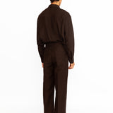 Angus Embroidered Linen Shirt - Black