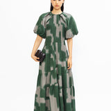Poof Rouching Dress - Green