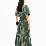 Poof Rouching Dress - Green