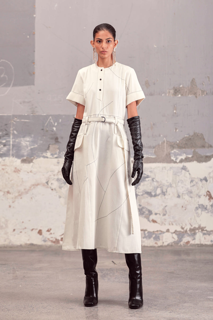 Blueprint Denim Dress -Ivory