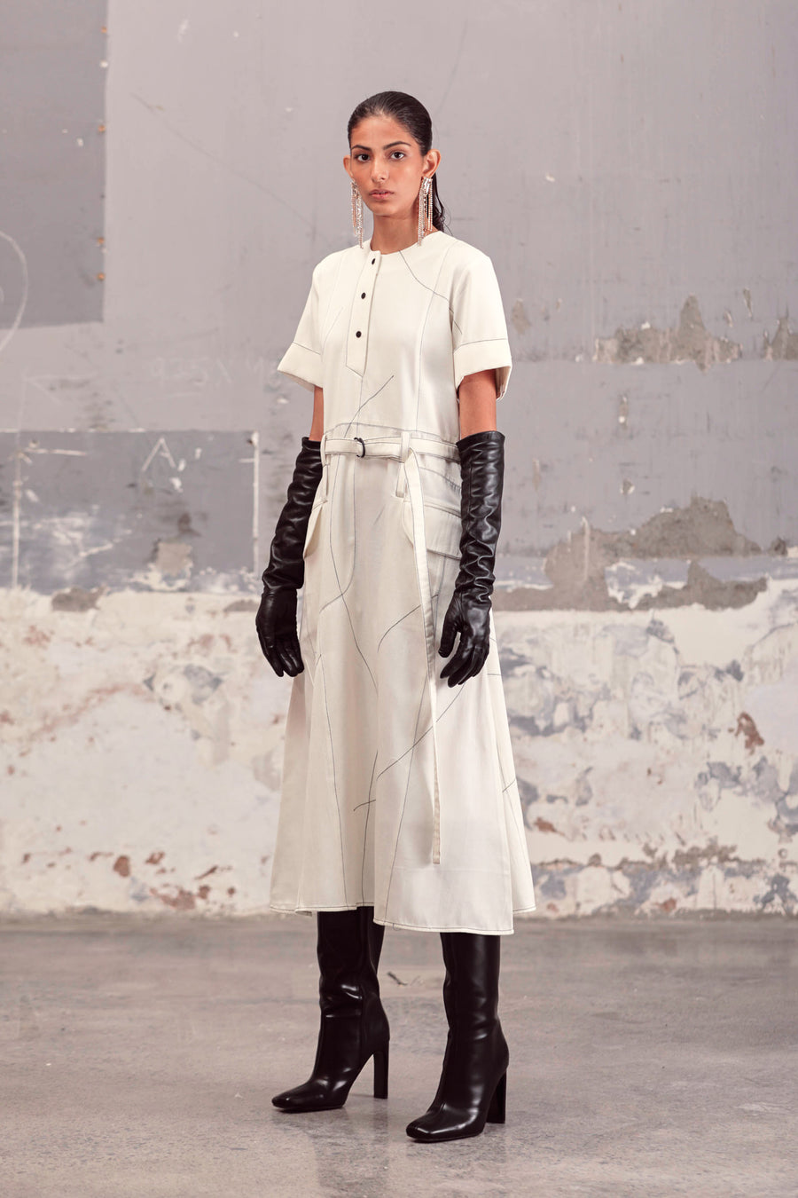 Blueprint Denim Dress -Ivory