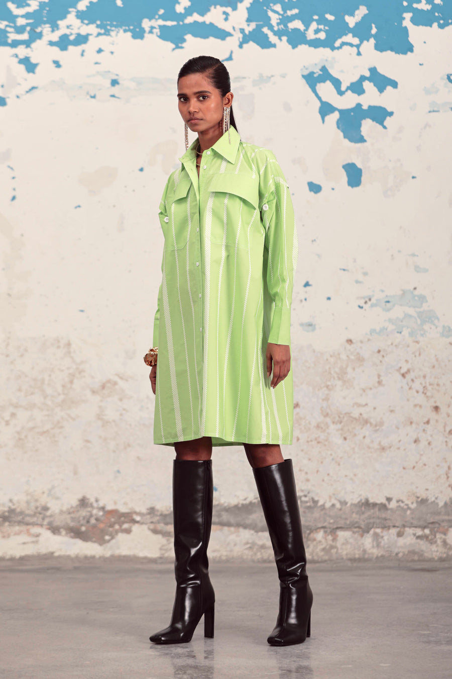 Ella Shirt Dress - Lime