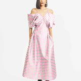 Bella Checkered Dress - Pink