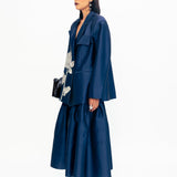 Rose Applique Blazer - Blue