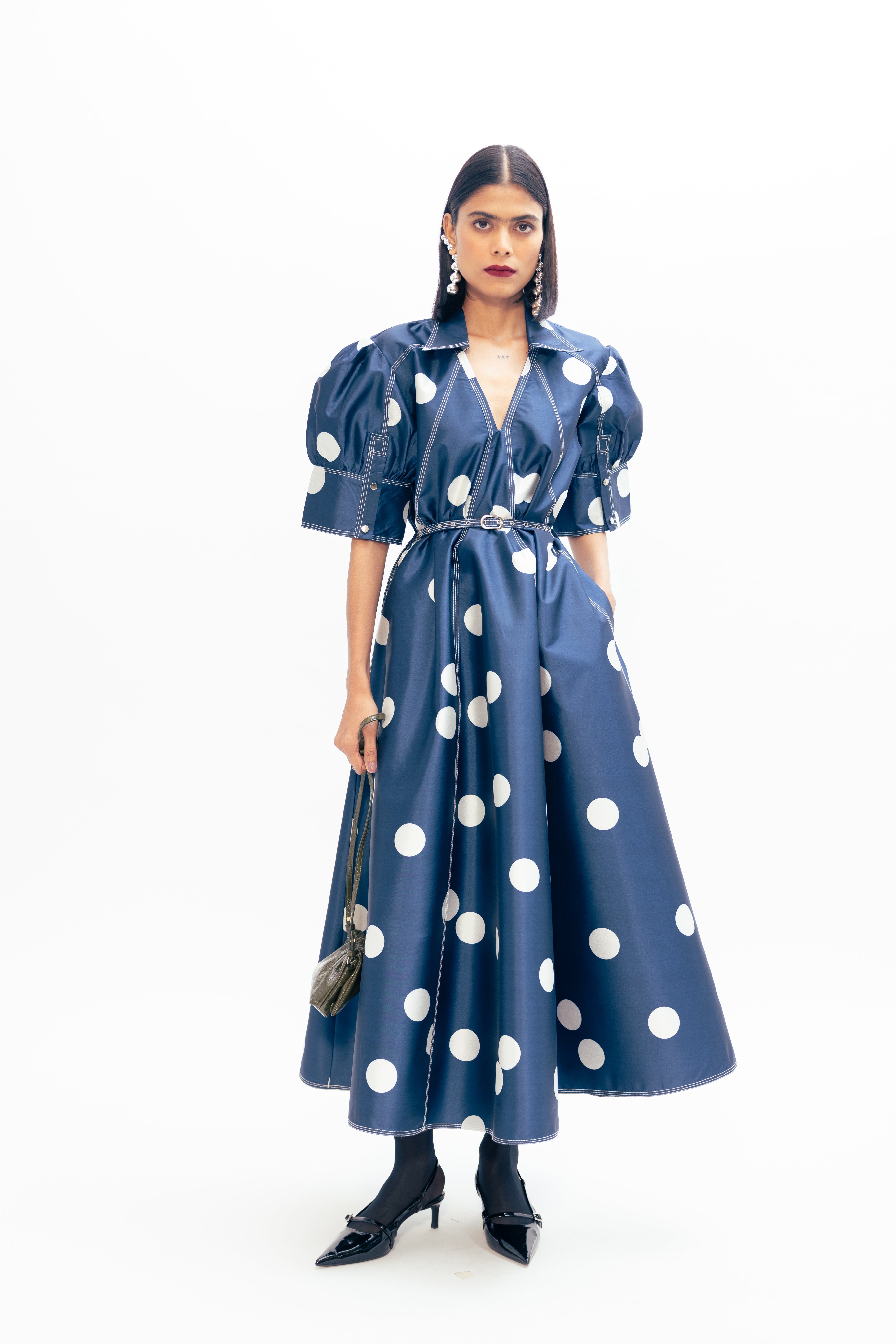 blue polka dot dress character Polka Dot Halter Dress For Dance