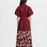 Simone Embroidered Dress - Maroon