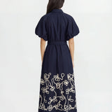 Simone Embroidered Dress - Navy