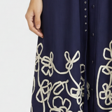 Simone Embroidered Dress - Navy